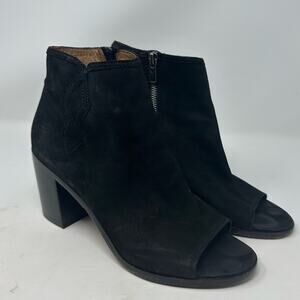 Frye Danica Chelsea Peep Toe Boot - Black Leather Heeled Size 9 Womens Shoes